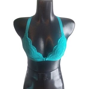 Victoria's Secret Aqua Colored Lace Racerback Bralette Size S